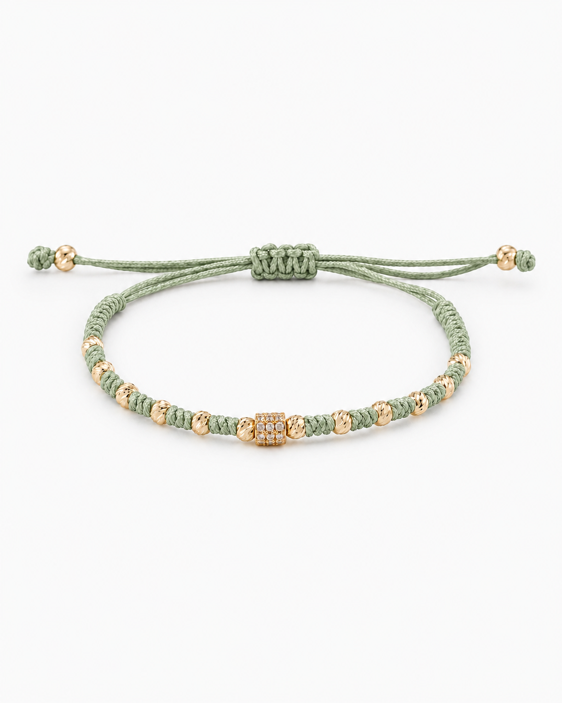 Green bracelet with gold accents on a white background #Color_Lime Green
