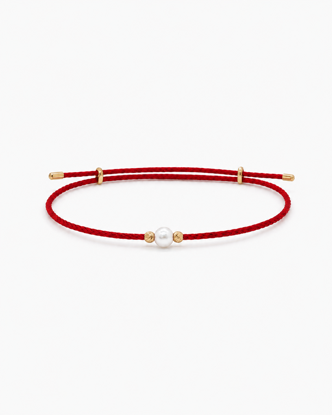 Red bracelet with a pearl bead on a white background #Color_