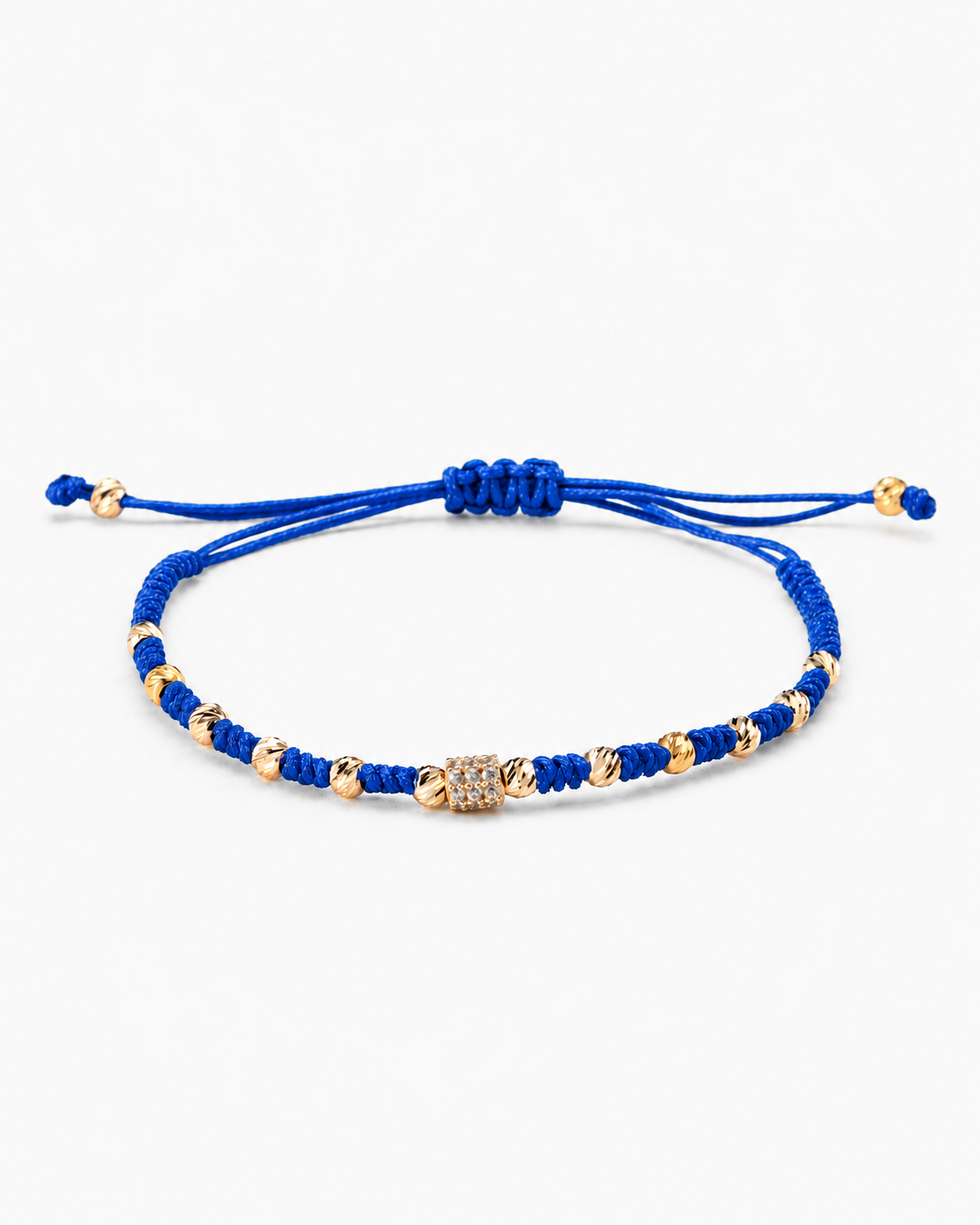 Blue bracelet with gold accents on a white background #Color_Blue
