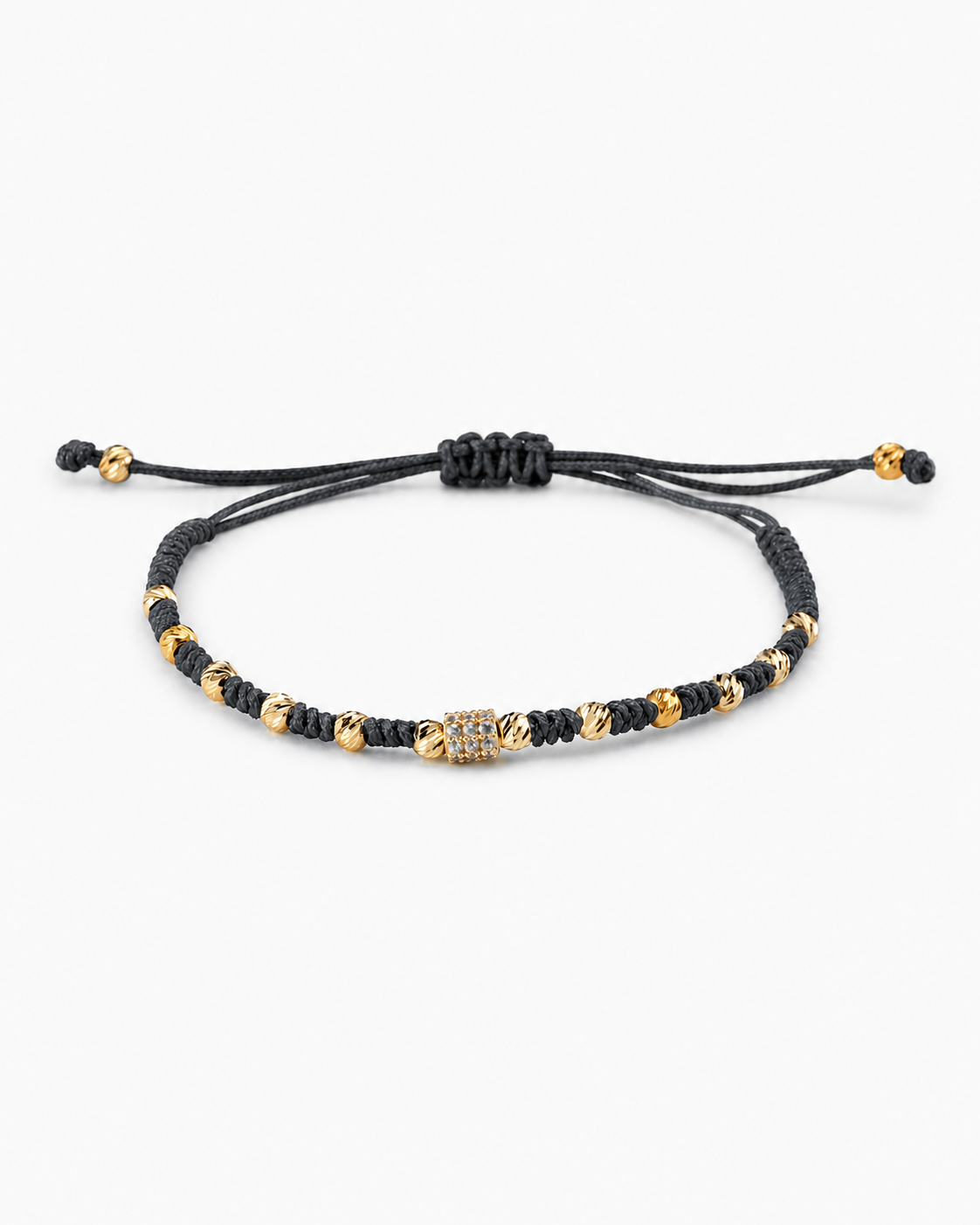 Black and gold beaded bracelet on a white background #Color_Dark Grey