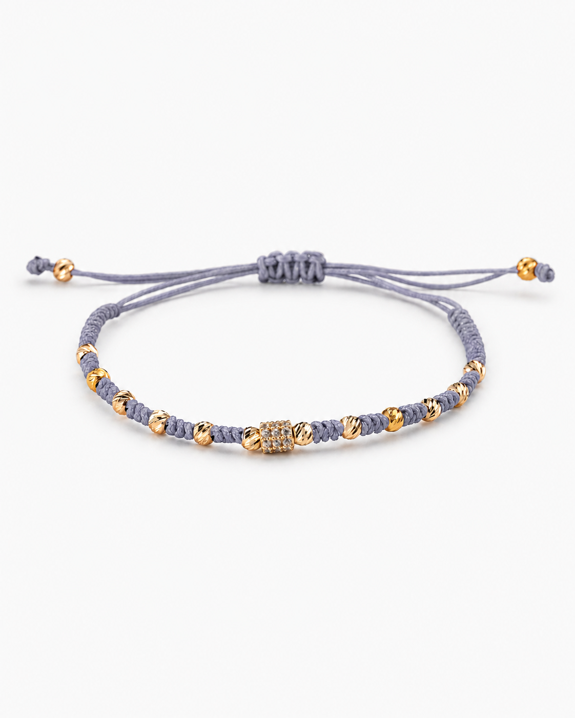 Bracelet with gold and silver beads on a white background #Color_Grey