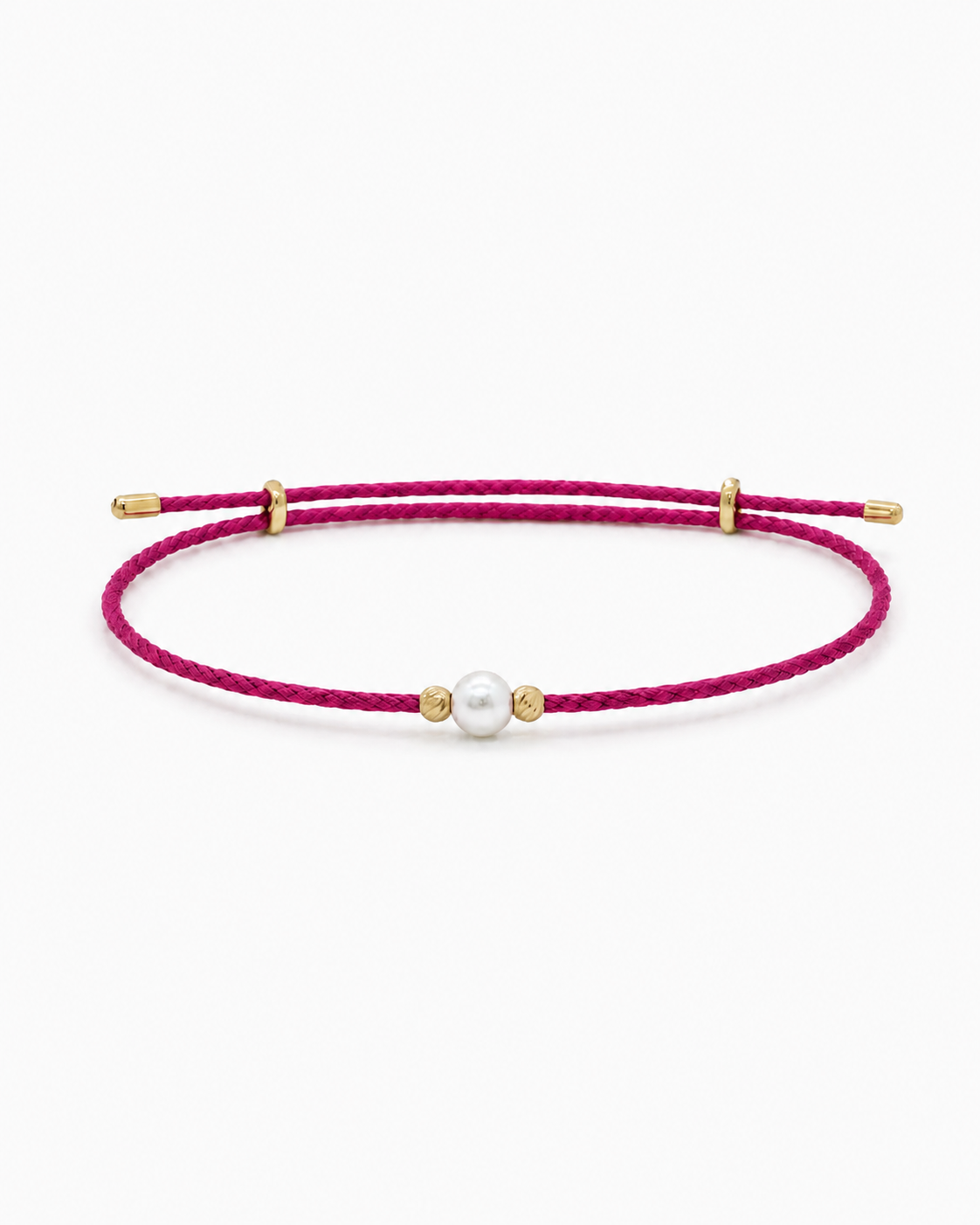 Pink bracelet with a pearl and gold accents on a white background #Color_