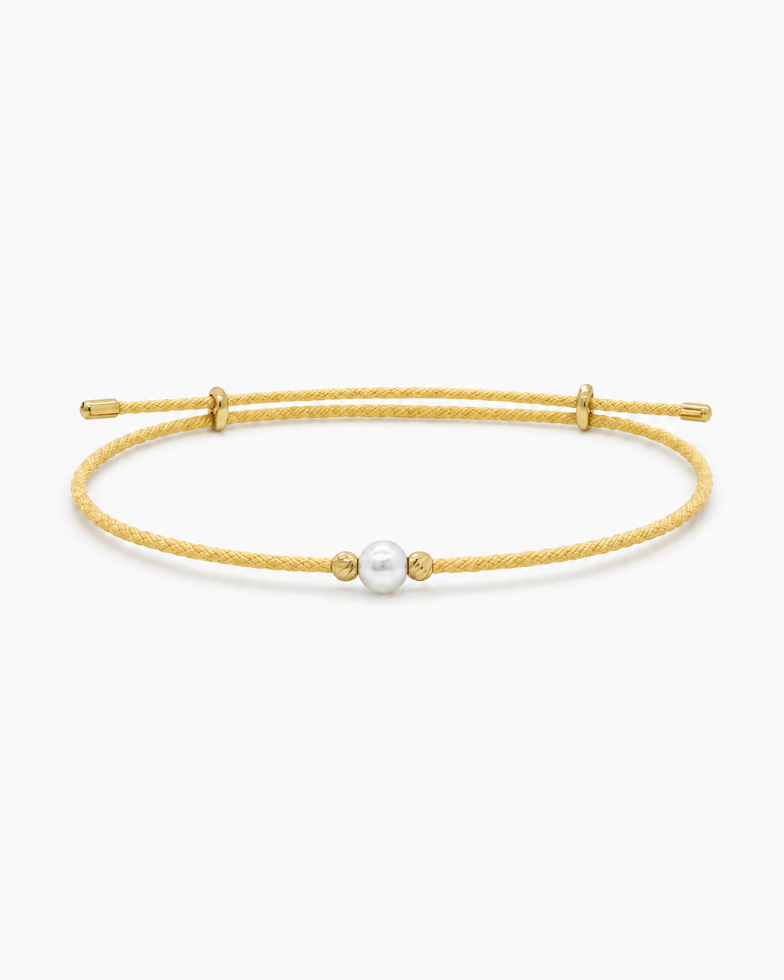 Gold bracelet with a pearl on a white background #Color_
