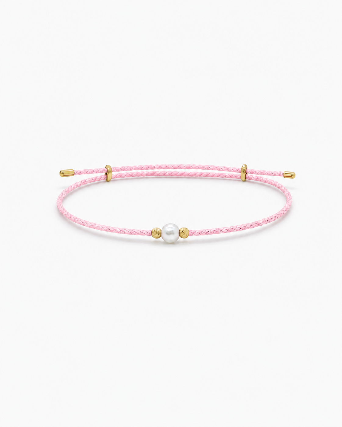 Pink bracelet with a pearl bead on a white background #Color_